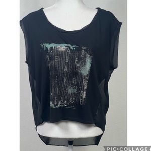 Velvet Thorn “A Rebel Can Never Find Peace” Hi Low Top With Sheer Back Sz M